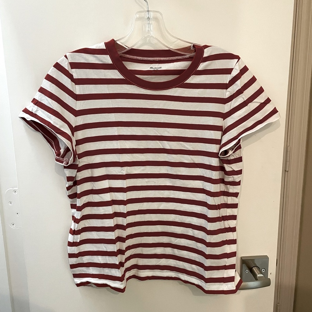 Madewell Vintage Red and White Striped Tee Shirt - Picture 2 of 7